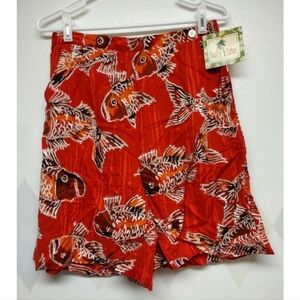 Holly Lane red orange koi shorts vintage NWT